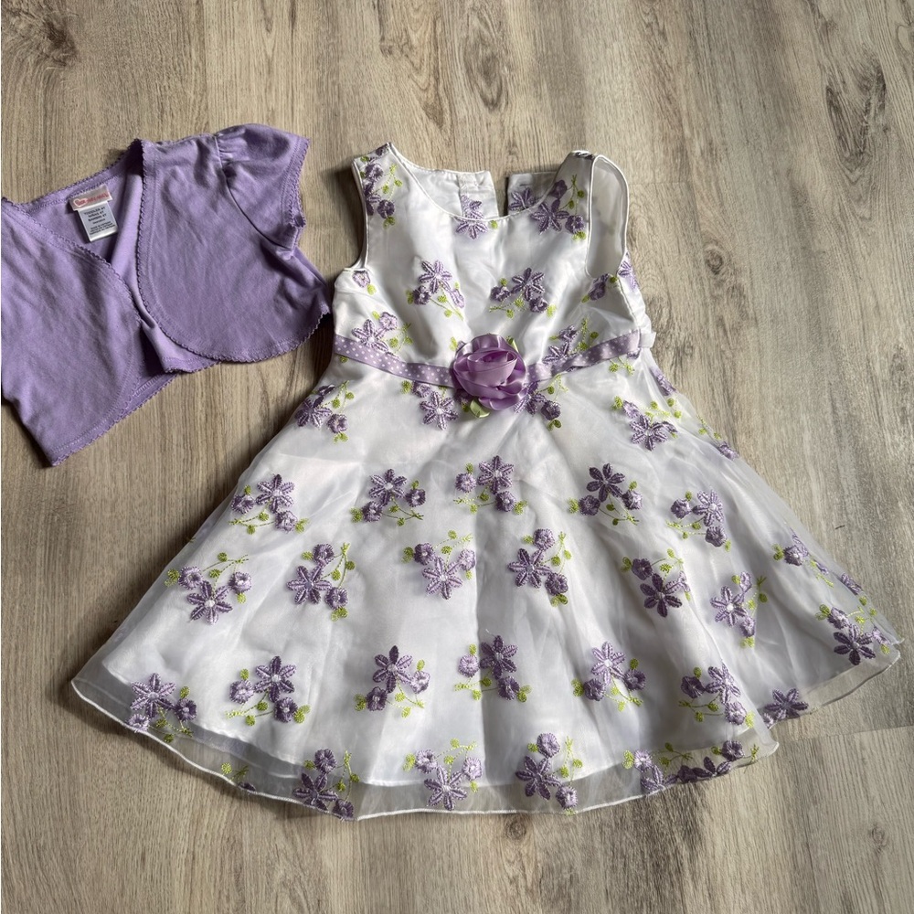 Charming Floral Kids Dress with Lavender Bolero